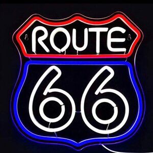 Route 66 Neon Sign – Classic Americana LED Wall Light USB Plug-in 14 x 13.5 New